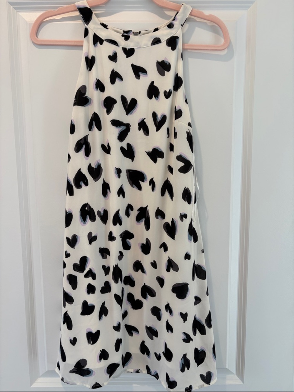 Le Lis White Midi Dress with Black Heart Print